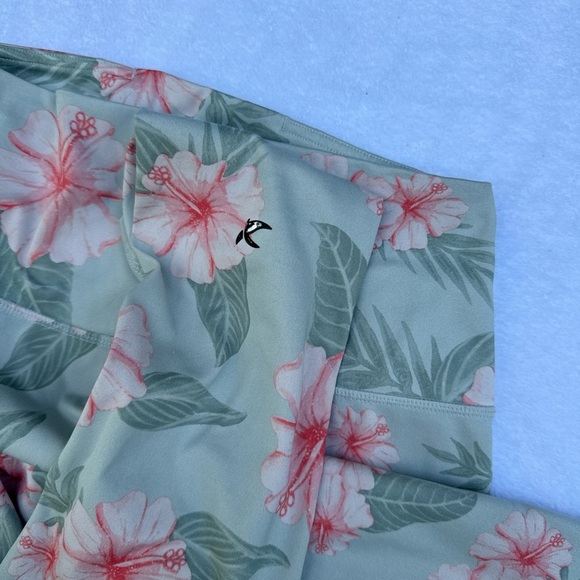 GLYDER  Floral Print Women's Leggings - White and Pink size M - Picture 7 of 9